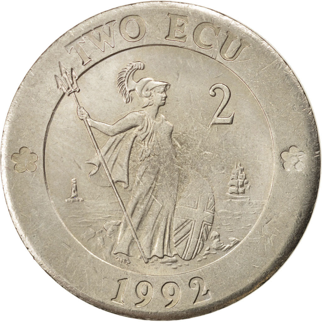 United Kingdom , 2 Ecu Europa, 1992, KM #15, MS(63), Cupro-nickel, 29.5, 8.80