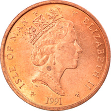 Coin, Isle of Man, Elizabeth II, 2 Pence, 1991, Pobjoy Mint, AU(55-58), Bronze