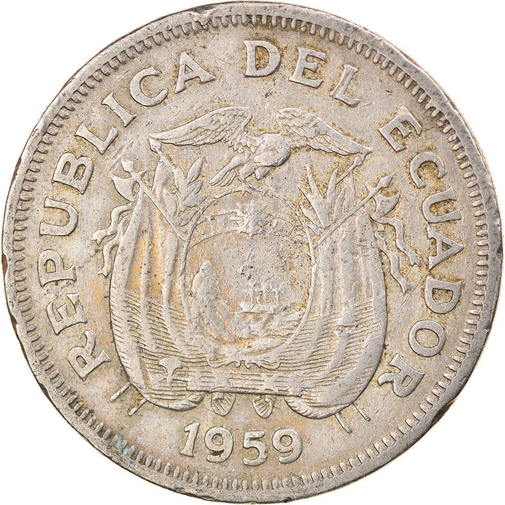 Moneda, Ecuador, Sucre, Un, 1959, BC+, Cobre - níquel, KM:78a