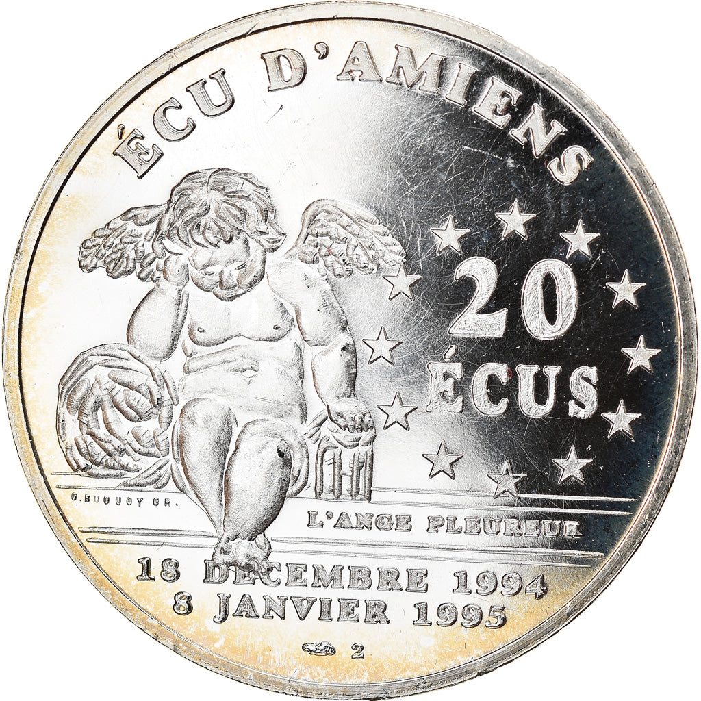 France, Medal, 20 Ecus d'Amiens, Cathédrale, 1994-1995, MS(65-70), Silver