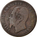 Monnaie, Italie, Vittorio Emanuele II, 10 Centesimi, 1863, Milan, B+, Cuivre