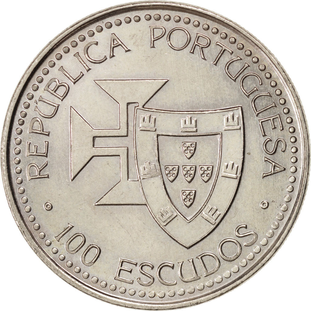 PORTUGAL, 100 Escudos, 1989, KM #647, MS(63), Copper-Nickel, 34, 16.52