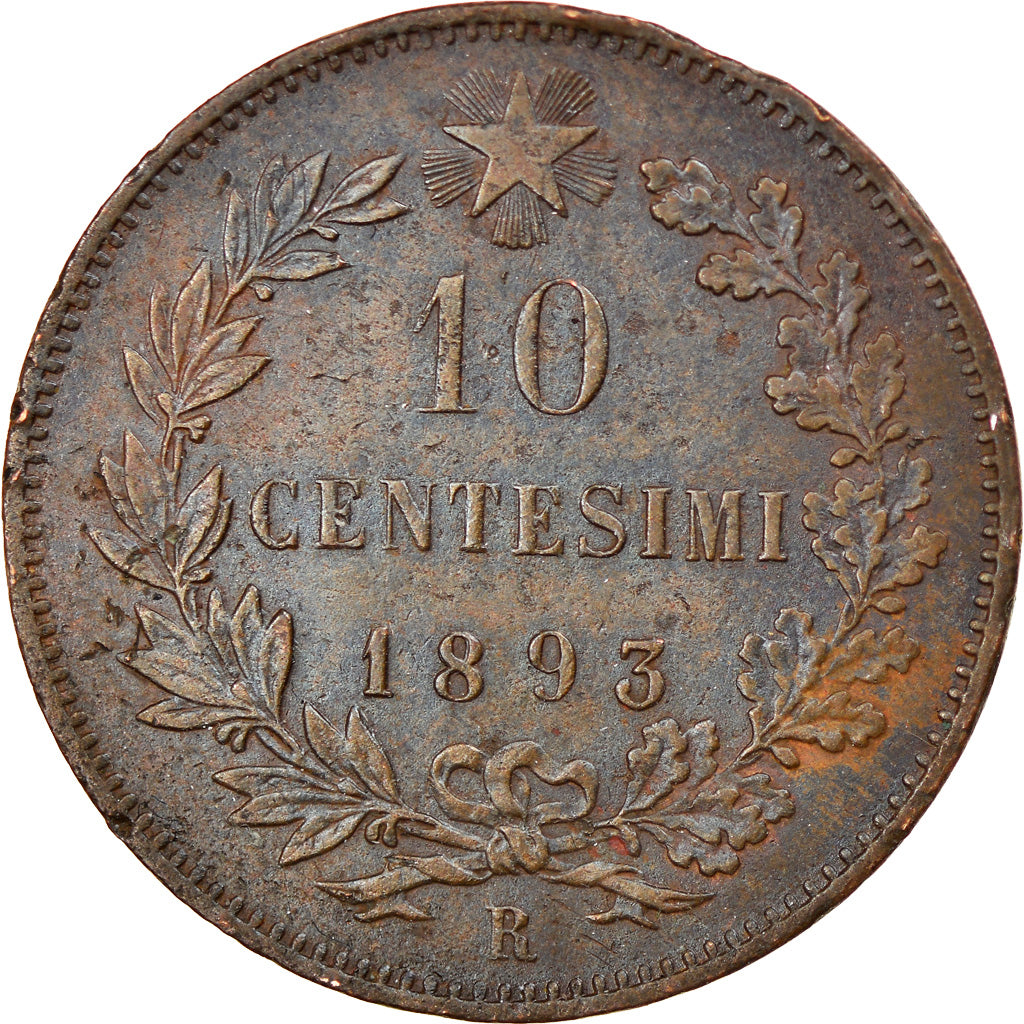 Münze, Italien, Umberto I, 10 Centesimi, 1893, Rome, S+, Kupfer, KM:27.2