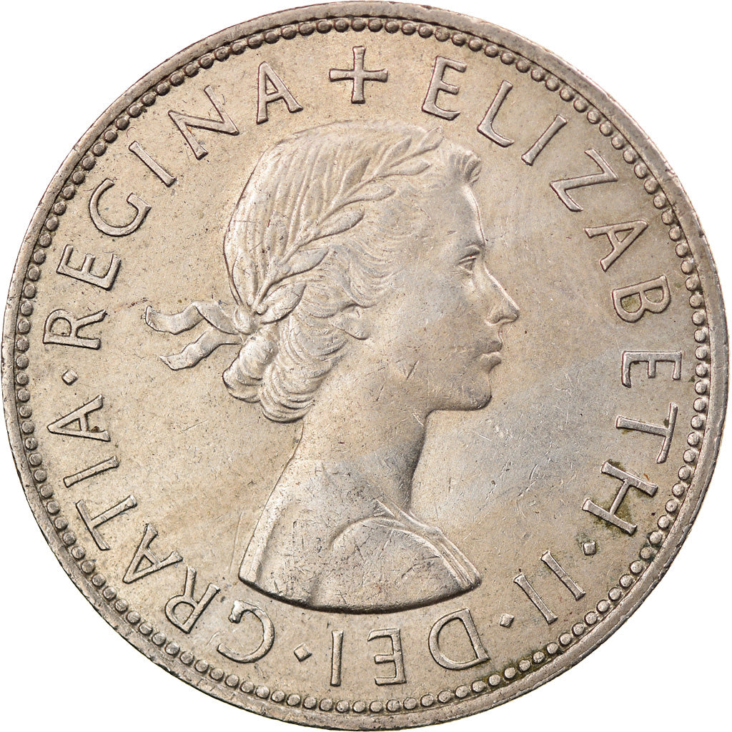 Münze, Großbritannien, Elizabeth II, 1/2 Crown, 1964, VZ, Copper-nickel