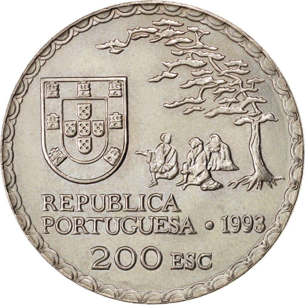 PORTUGAL, 200 Escudos, 1993, KM #668, MS(63), Copper-Nickel, 36, 21.10