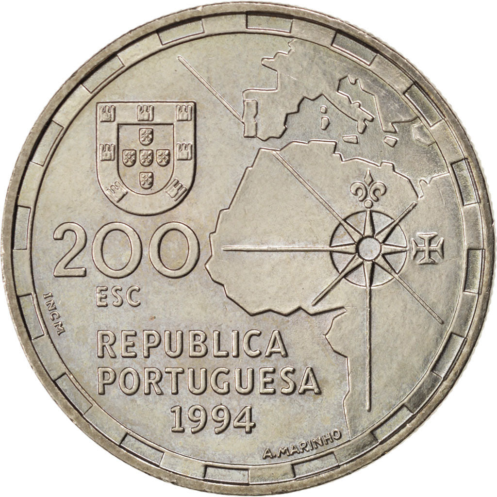 PORTUGAL, 200 Escudos, 1994, KM #672, MS(63), Copper-Nickel, 36, 21.39