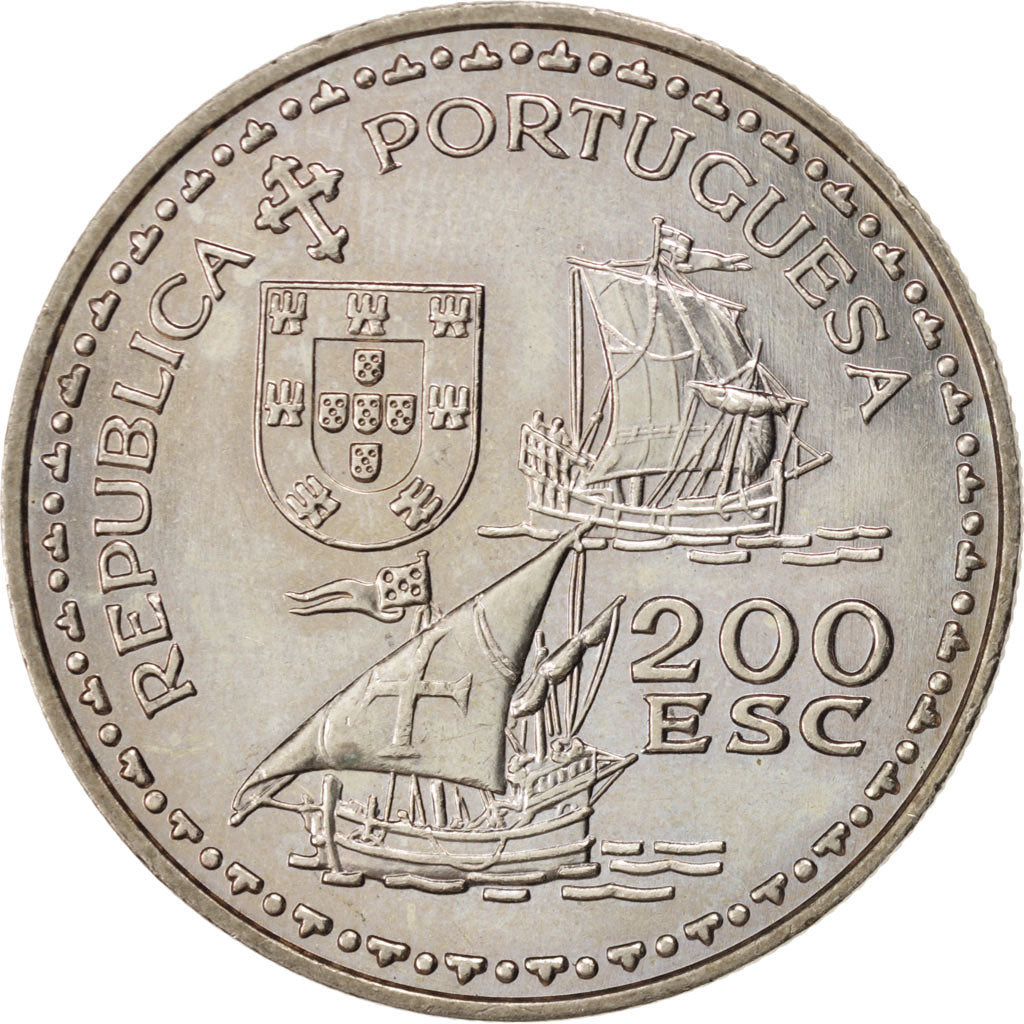PORTUGAL, 200 Escudos, 1994, KM #670, MS(63), Copper-Nickel, 36, 21.11