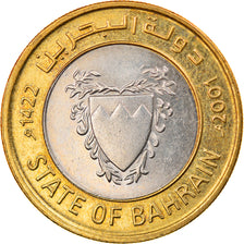 Moeda, Barém, 100 Fils, 2001/AH1422, EF(40-45), Bimetálico, KM:20