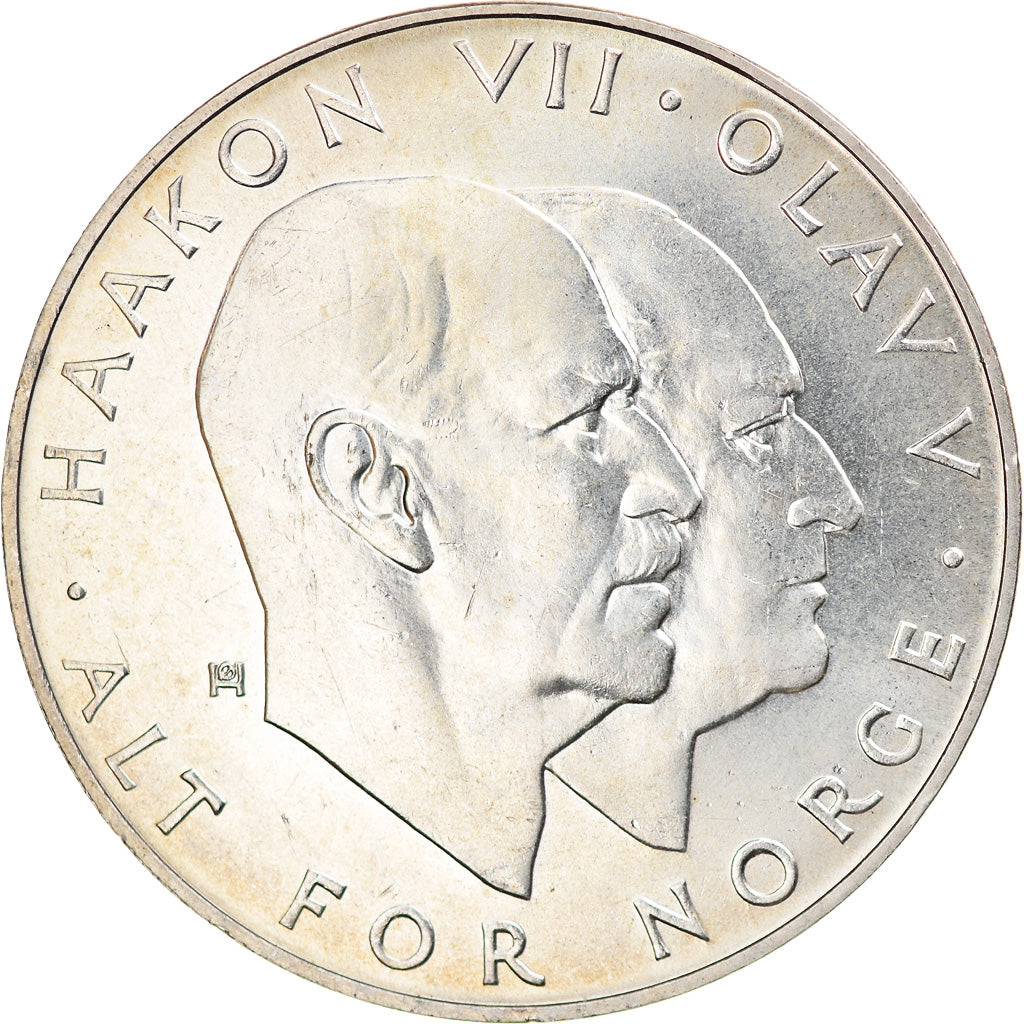 Coin, Norway, Olav V, 25 Kroner, 1970, AU(55-58), Silver, KM:414