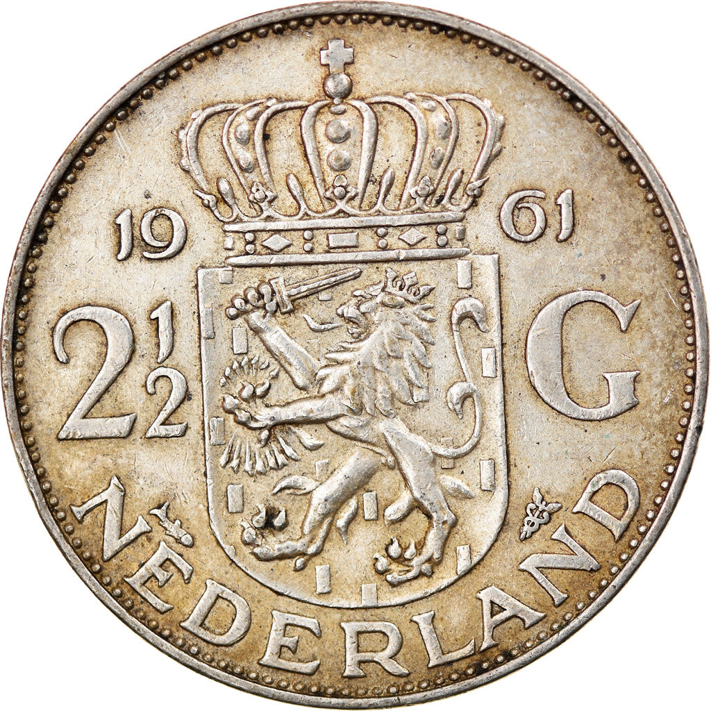 Monnaie, Pays-Bas, Juliana, 2-1/2 Gulden, 1961, TTB, Argent, KM:185