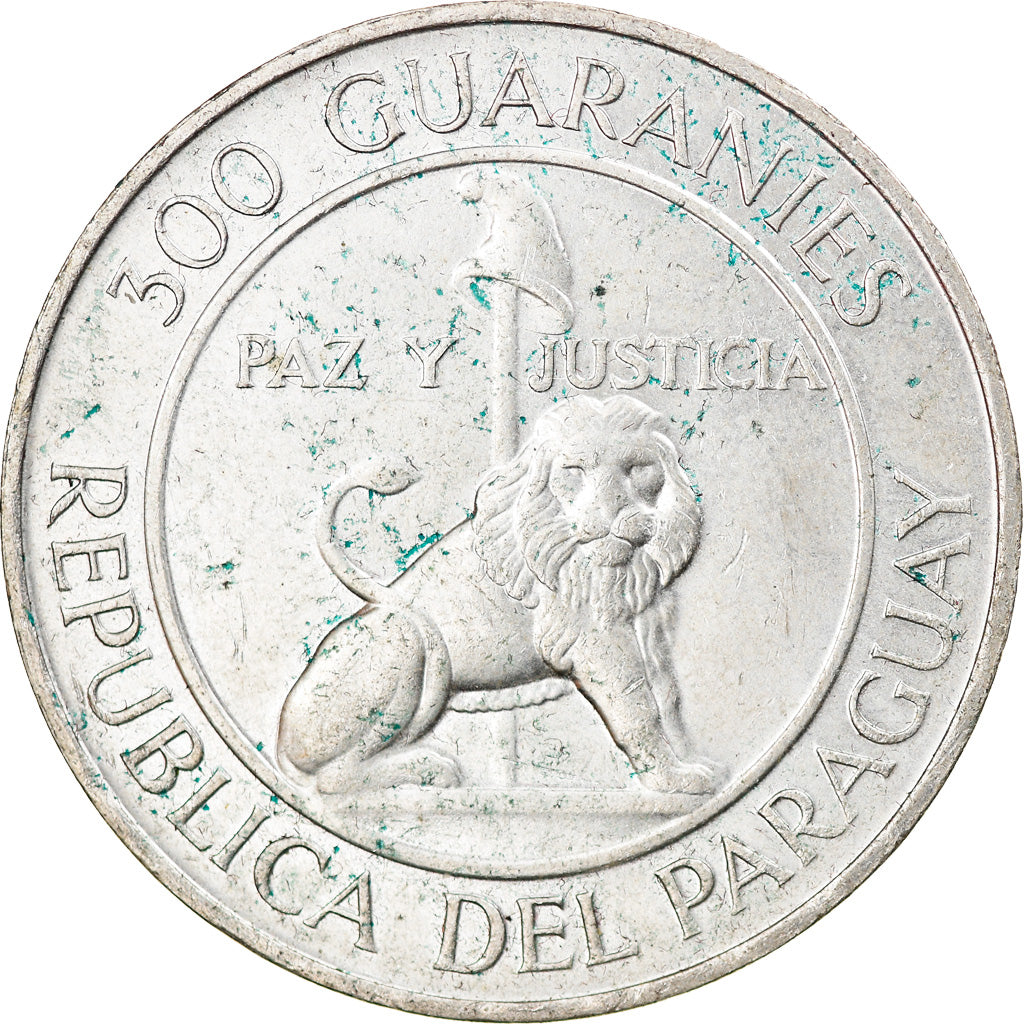 Moneda, Paraguay, 300 Guaranies, 1968, MBC, Plata, KM:29