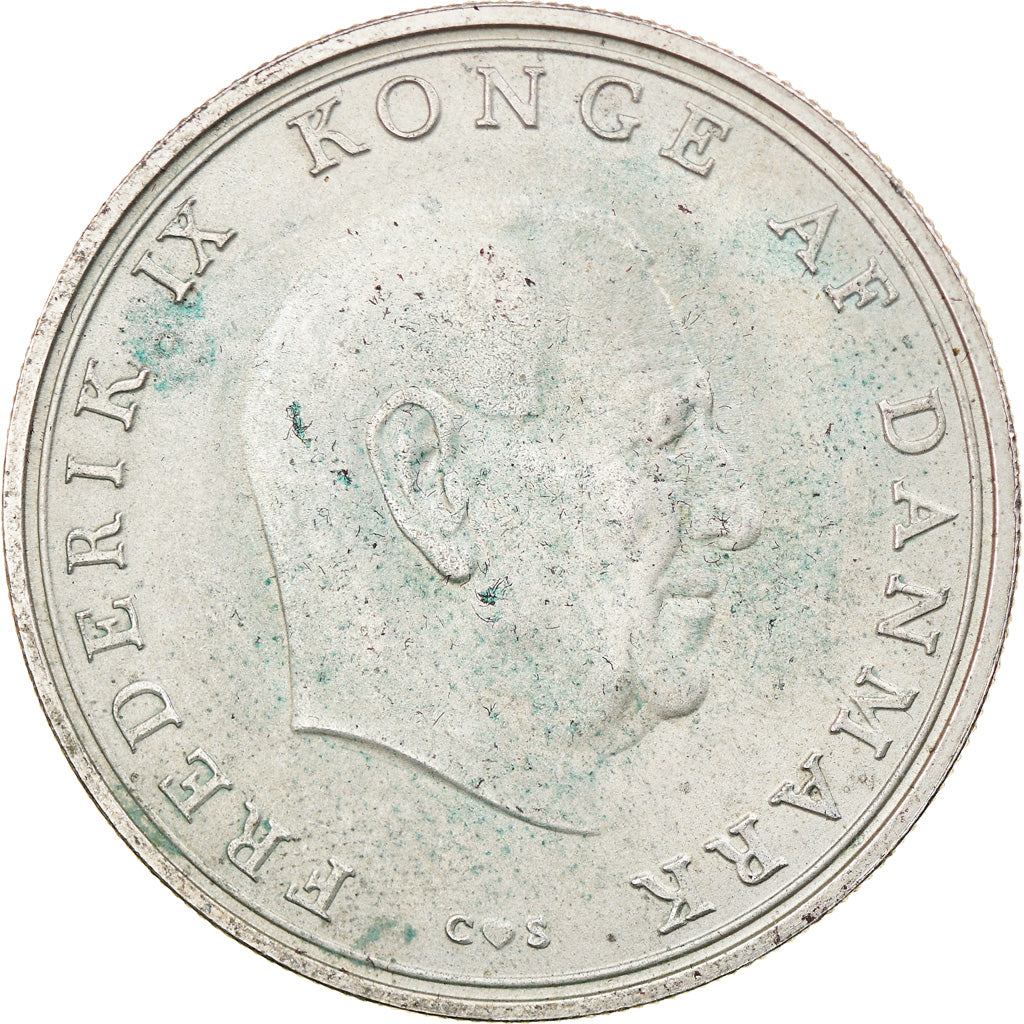 Coin, Denmark, Frederik IX, 10 Kroner, 1968, Copenhagen, EF(40-45), Silver