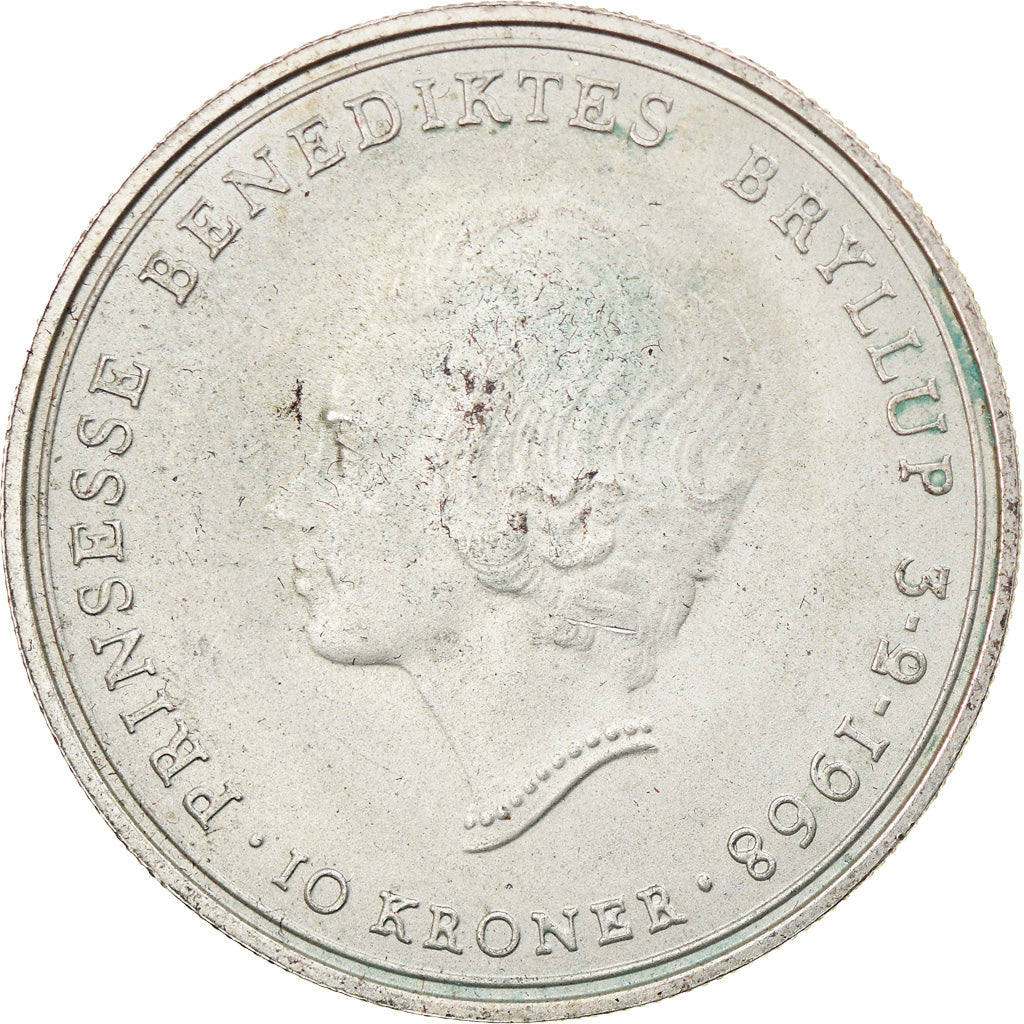 Coin, Denmark, Frederik IX, 10 Kroner, 1968, Copenhagen, EF(40-45), Silver