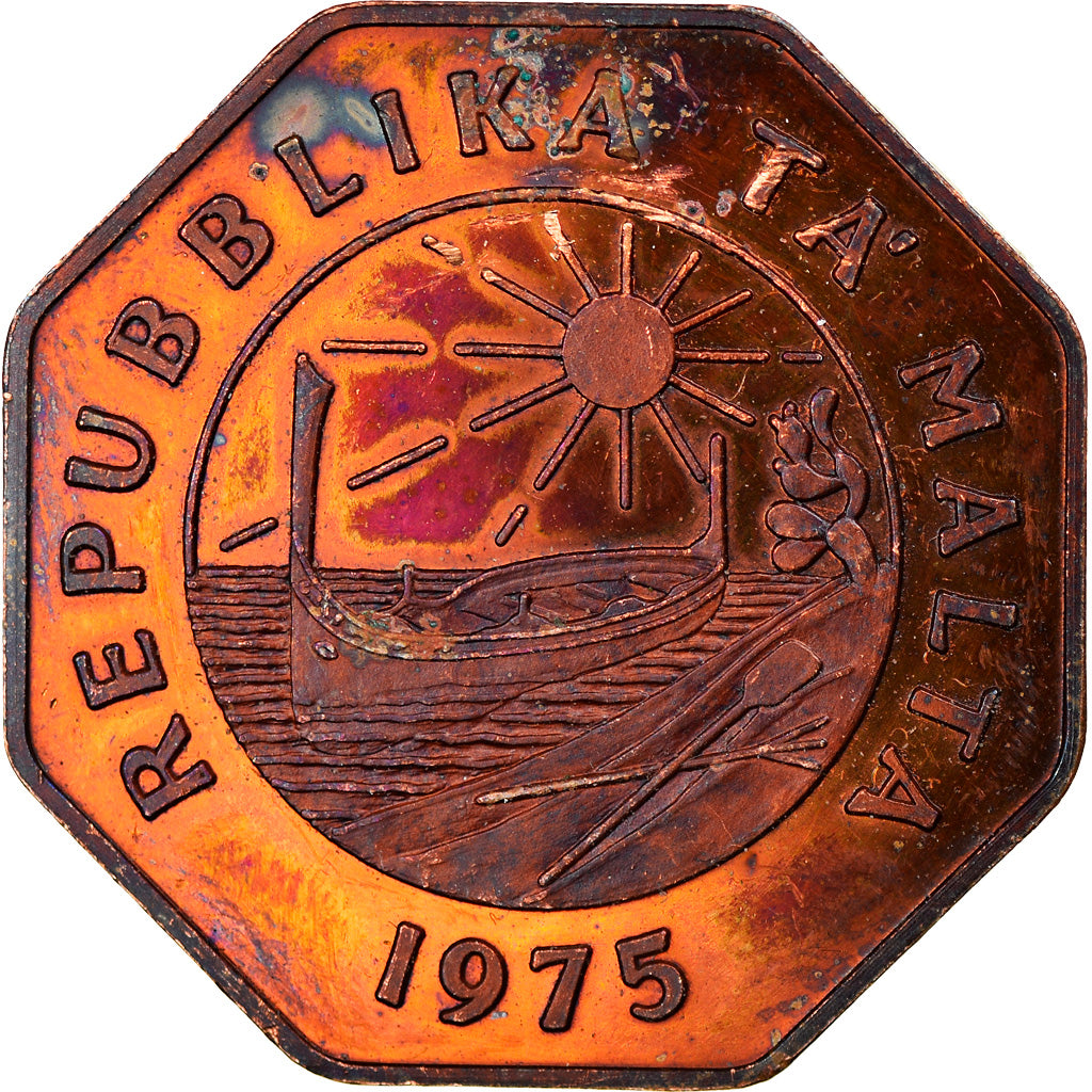 Moeda, Malta, 25 Cents, 1975, British Royal Mint, VF(30-35), Latão, KM:29