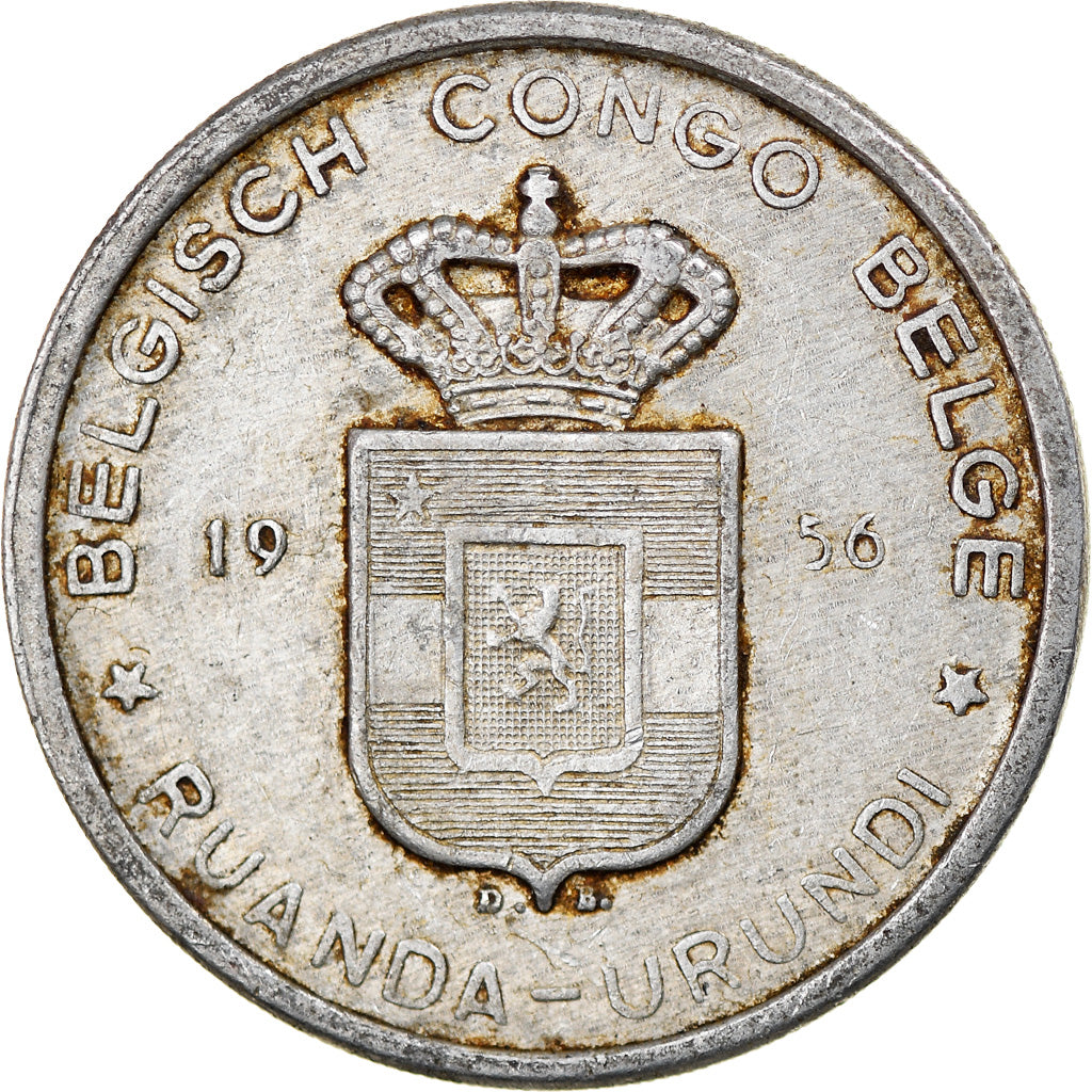 Coin, Belgian Congo, RUANDA-URUNDI, 5 Francs, 1956, VF(30-35), Aluminum, KM:3