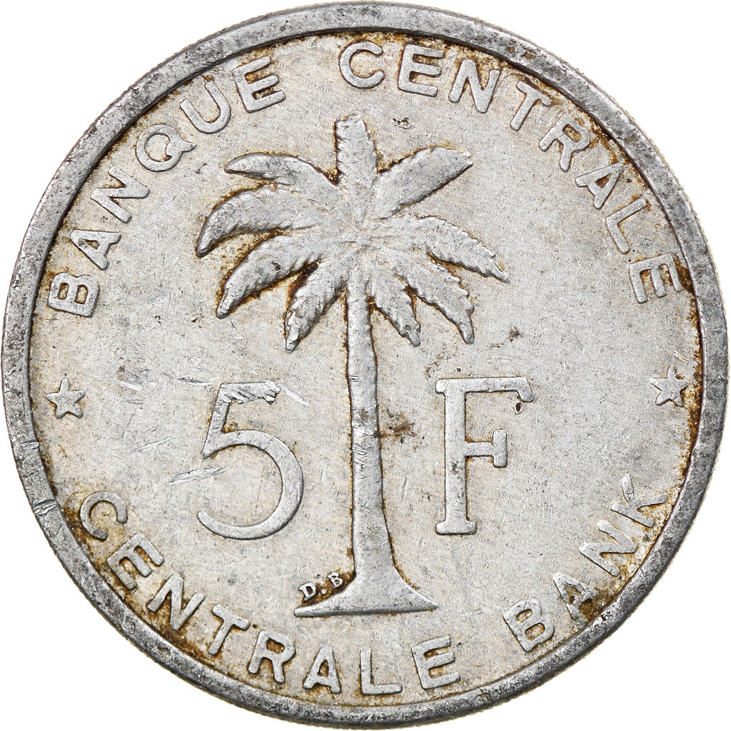 Coin, Belgian Congo, RUANDA-URUNDI, 5 Francs, 1956, VF(30-35), Aluminum, KM:3