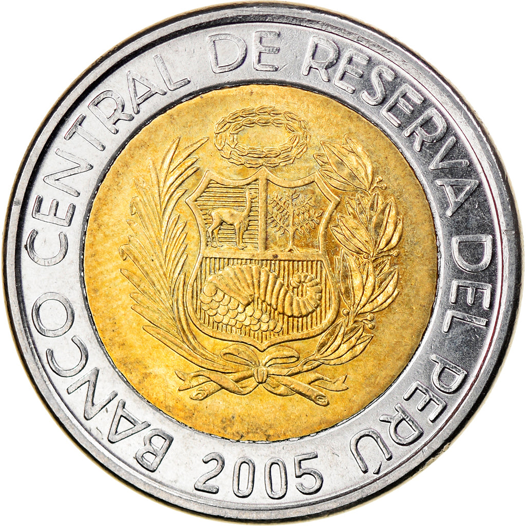 Münze, Peru, 5 Nuevos Soles, 2005, Lima, VZ, Bi-Metallic, KM:316