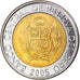 Münze, Peru, 5 Nuevos Soles, 2005, Lima, VZ, Bi-Metallic, KM:316