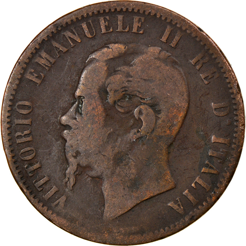 Coin, Italy, Vittorio Emanuele II, 10 Centesimi, 1866, Milan, F(12-15), Copper