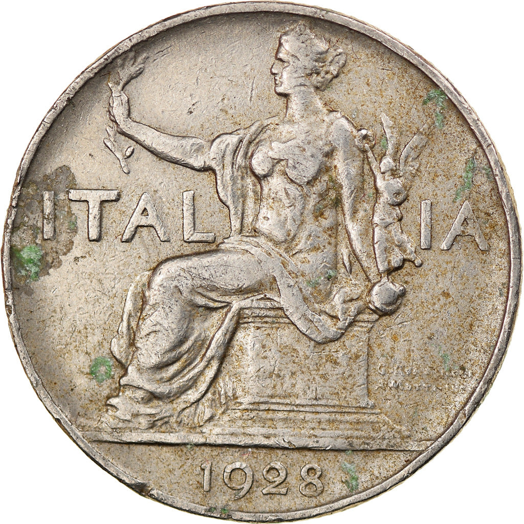 Moneda, Italia, Vittorio Emanuele III, Lira, 1928, Rome, BC+, Níquel, KM:62