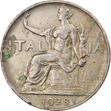 Moneda, Italia, Vittorio Emanuele III, Lira, 1928, Rome, BC+, Níquel, KM:62