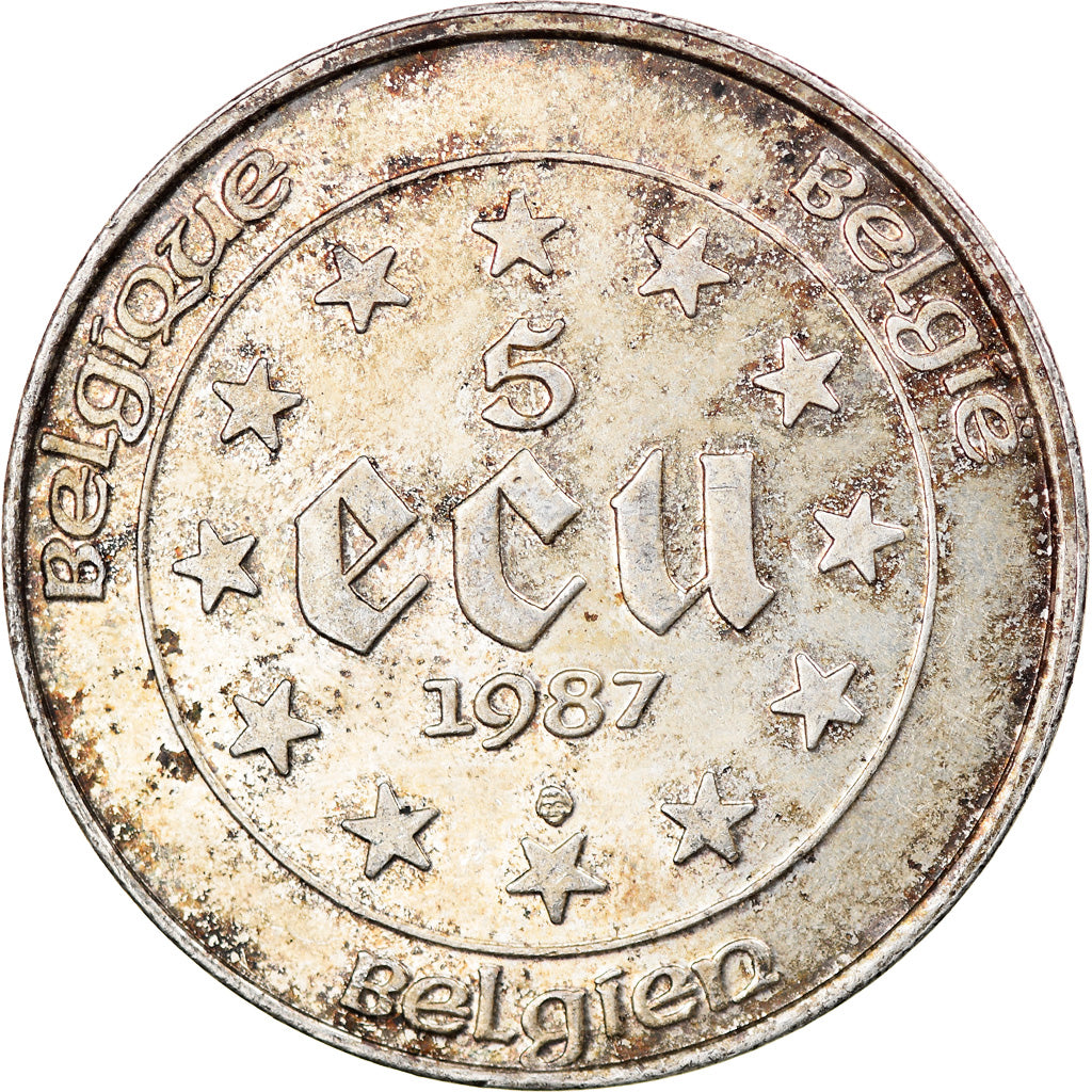 Münze, Belgien, 5 Ecu, 1987, SS, Silber, KM:166