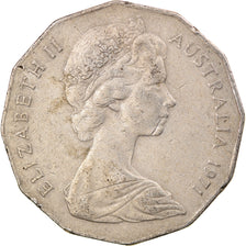Moneda, Australia, Elizabeth II, 50 Cents, 1971, BC+, Cobre - níquel, KM:68
