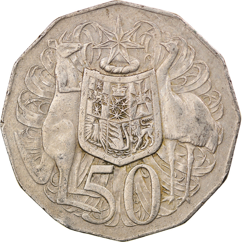 Moneda, Australia, Elizabeth II, 50 Cents, 1971, BC+, Cobre - níquel, KM:68