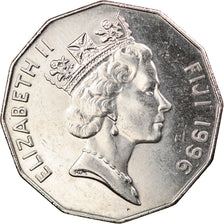 Moneda, Fiji, Elizabeth II, 50 Cents, 1996, MBC, Níquel aleado con acero