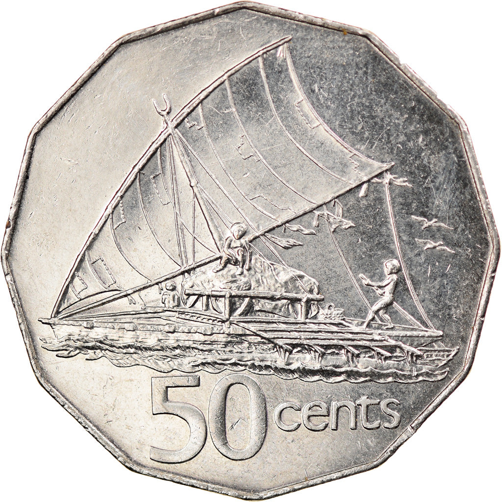 Moneda, Fiji, Elizabeth II, 50 Cents, 1996, MBC, Níquel aleado con acero
