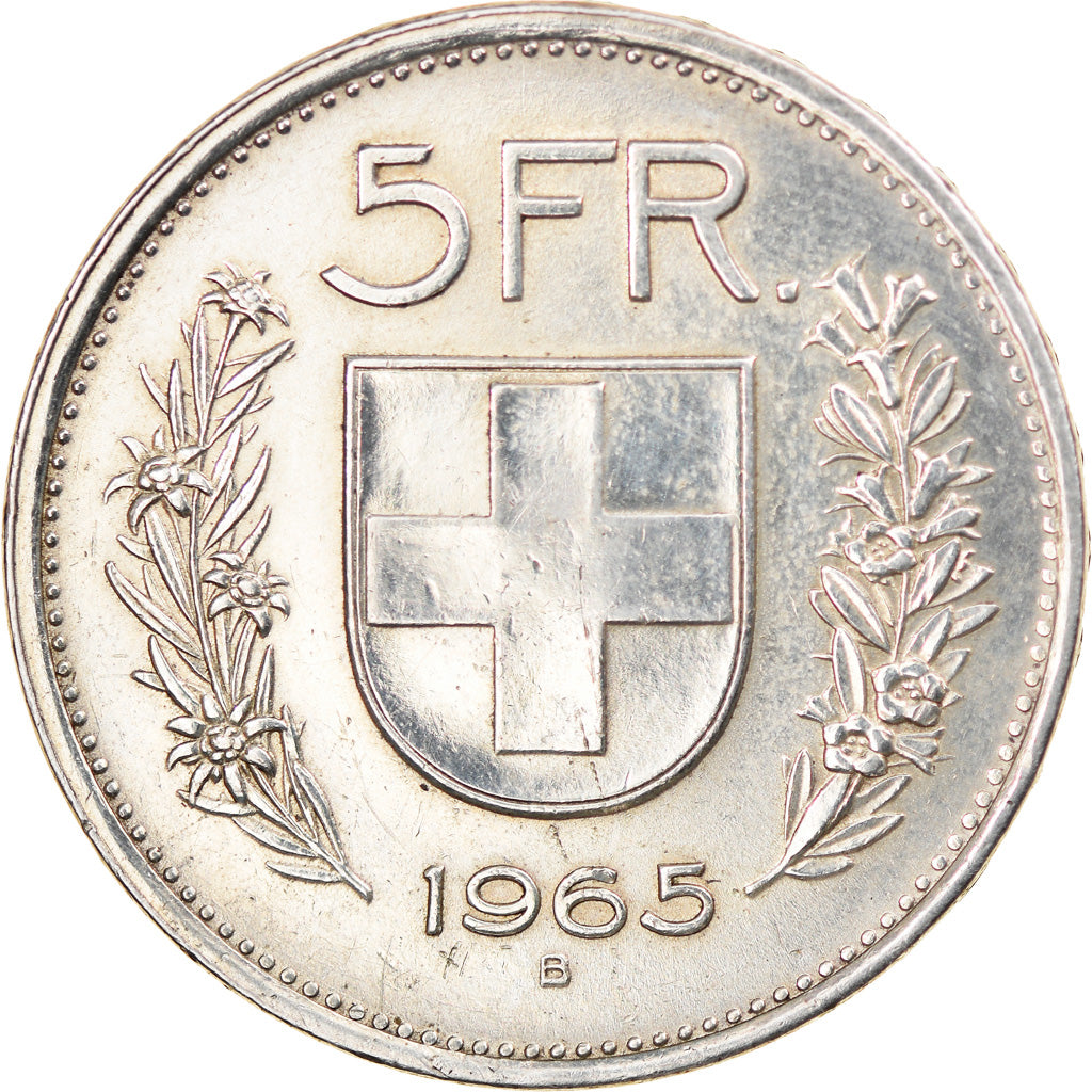 Münze, Schweiz, 5 Francs, 1965, Bern, VZ, Silber, KM:40