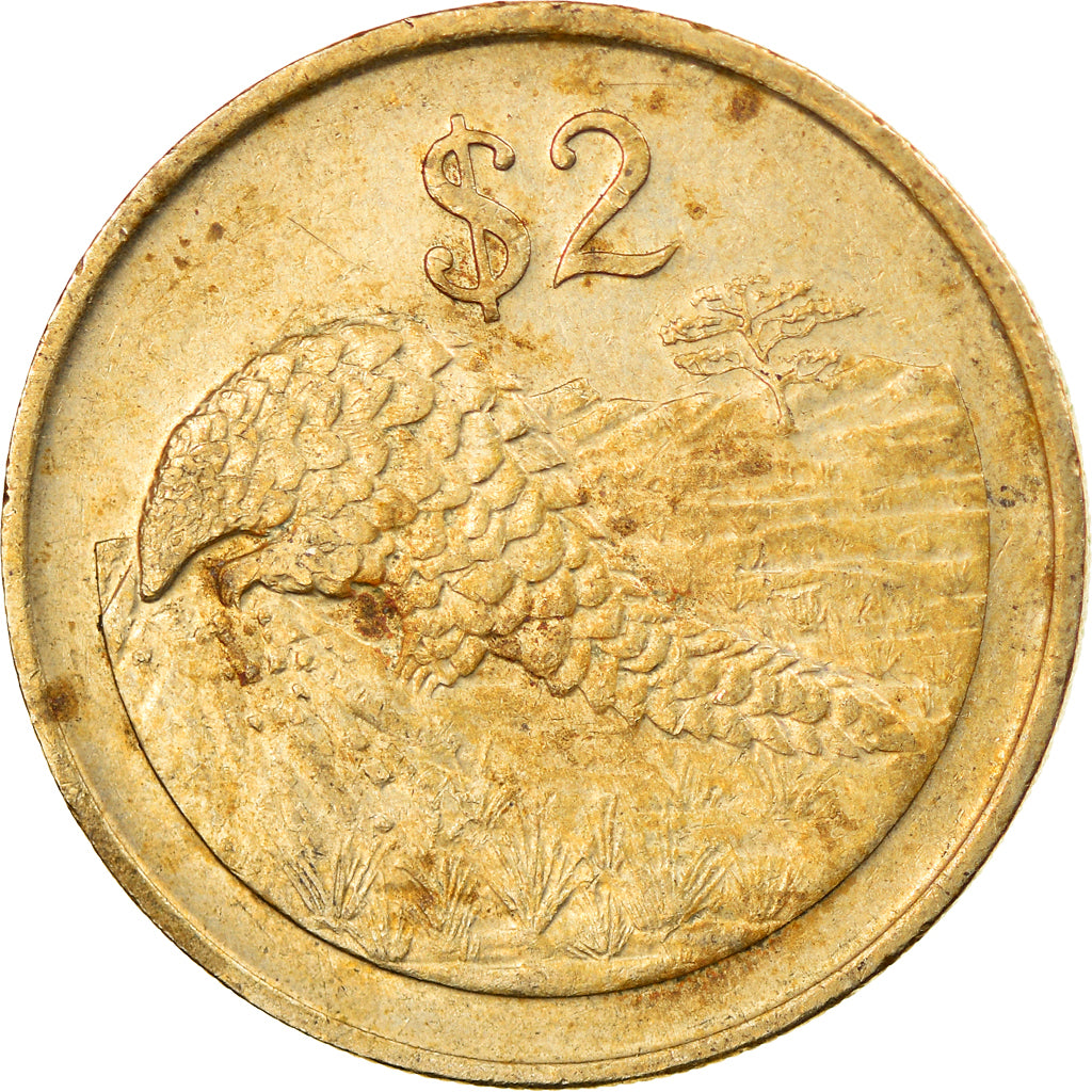 Münze, Simbabwe, 2 Dollars, 1997, S+, Messing, KM:12