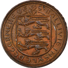Monnaie, Guernsey, Elizabeth II, 4 Doubles, 1956, Heaton, TTB, Bronze, KM:15