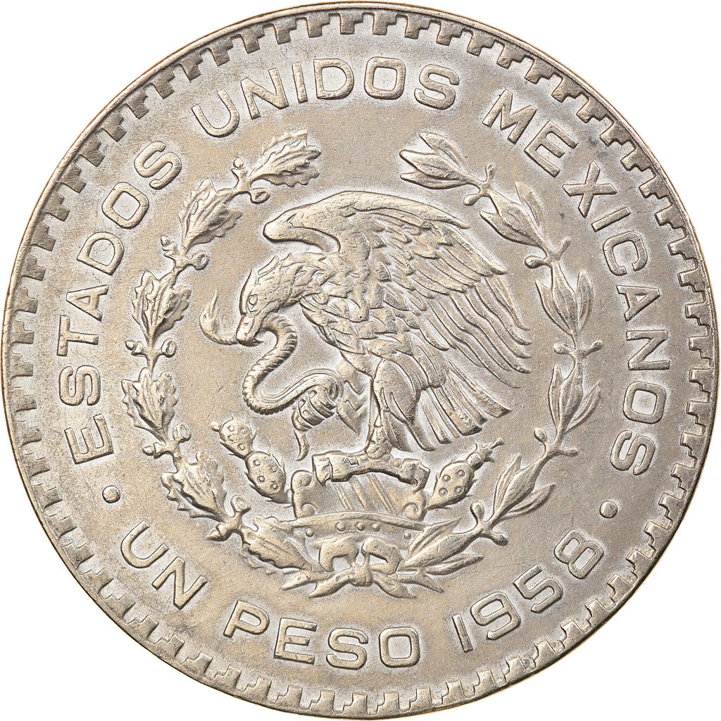 Moneta, Messico, Peso, 1958, Mexico City, BB, Argento, KM:459