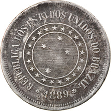 Moneta, Brazylia, 100 Reis, 1889, VF(30-35), Miedź-Nikiel, KM:492