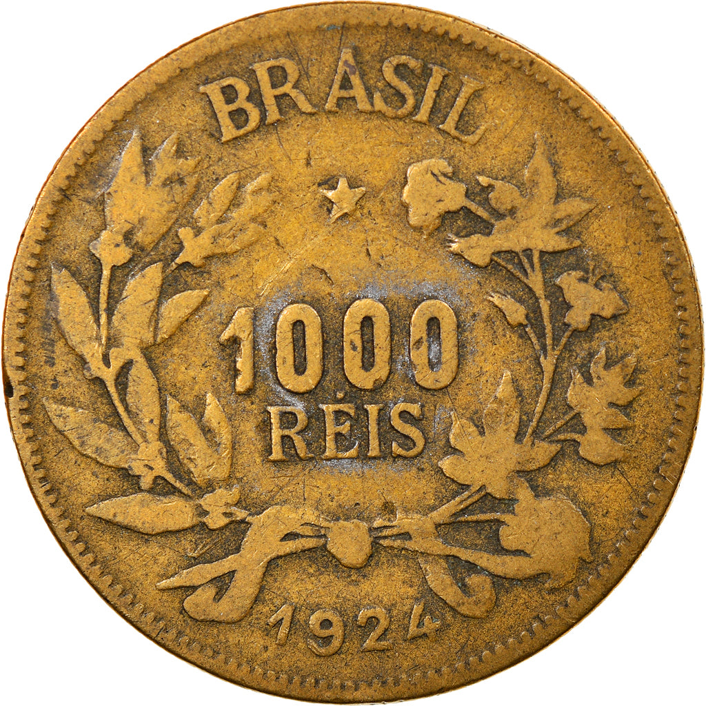 Moeda, Brasil, 1000 Reis, 1924, VF(30-35), Alumínio-Bronze, KM:525