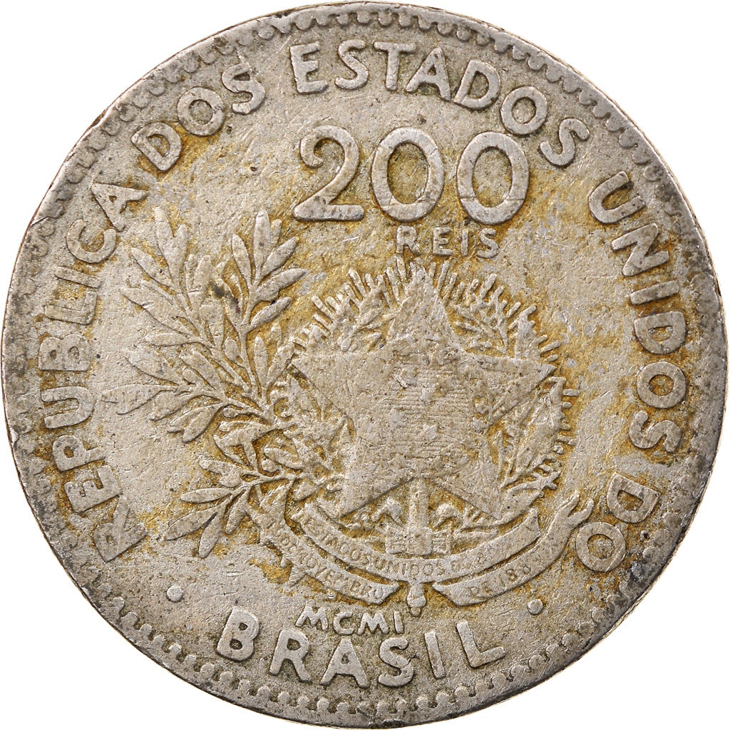 Moeda, Brasil, 200 Reis, 1901, VF(20-25), Cobre-níquel, KM:504