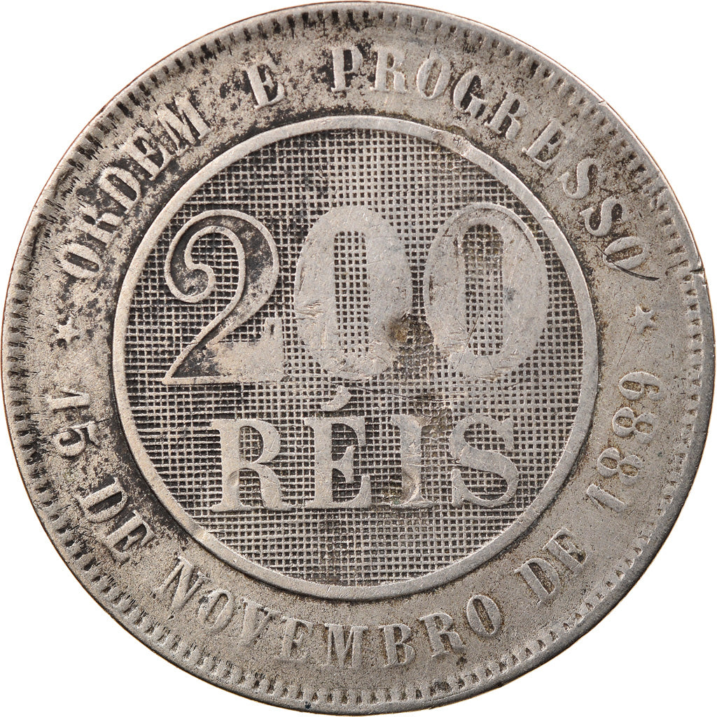 Monnaie, Brésil, 200 Reis, 1894, TB, Copper-nickel, KM:493