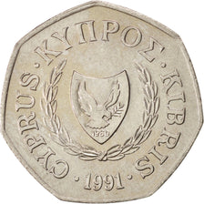 Coin, Cyprus, 50 Cents, 1991, MS(63), Copper-nickel, KM:66