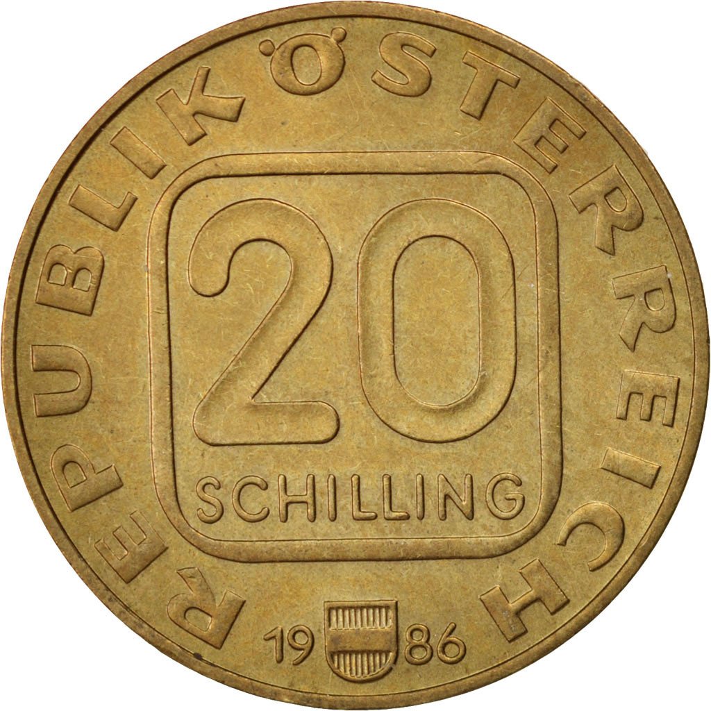 AUSTRIA, 20 Schilling, 1986, KM #2975.1, MS(60-62), Copper-Aluminum-Nickel,...