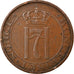 Moneda, Noruega, Haakon VII, 5 Öre, 1937, Kongsberg, BC+, Bronce, KM:368