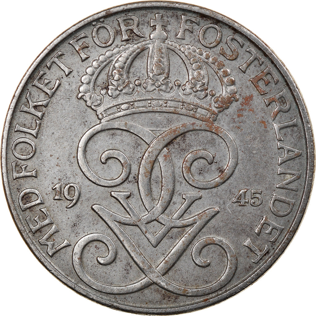 Coin, Sweden, Gustaf V, 5 Öre, 1945, EF(40-45), Iron, KM:812