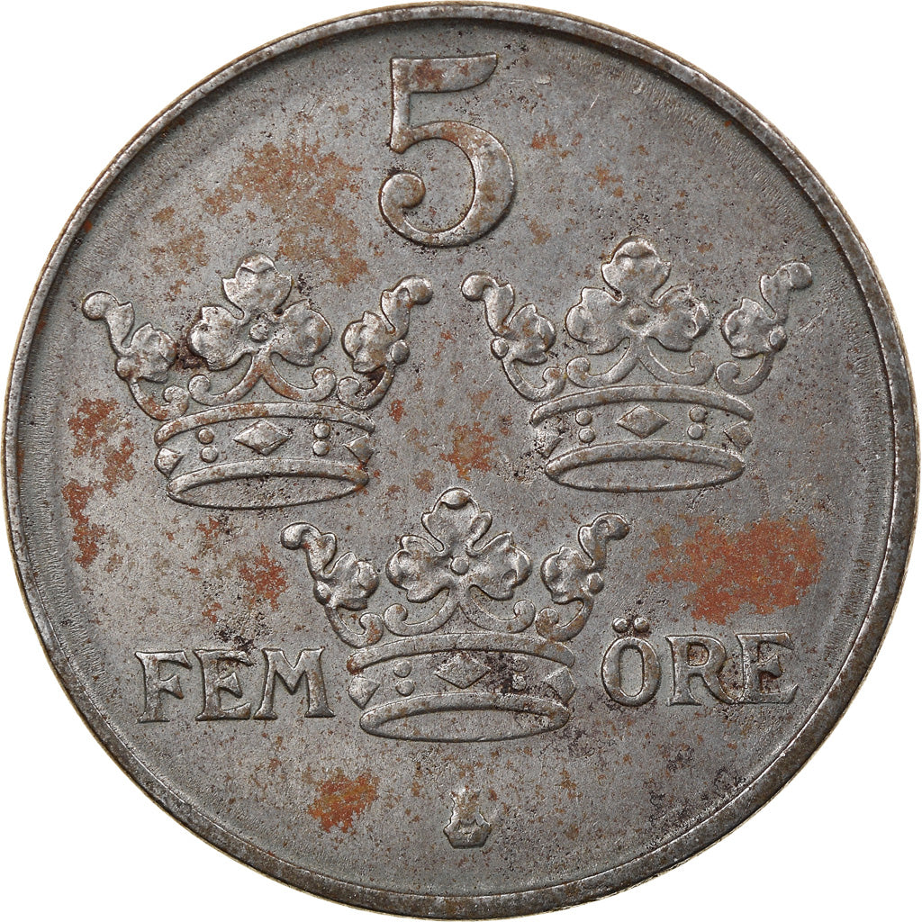 Coin, Sweden, Gustaf V, 5 Öre, 1945, EF(40-45), Iron, KM:812