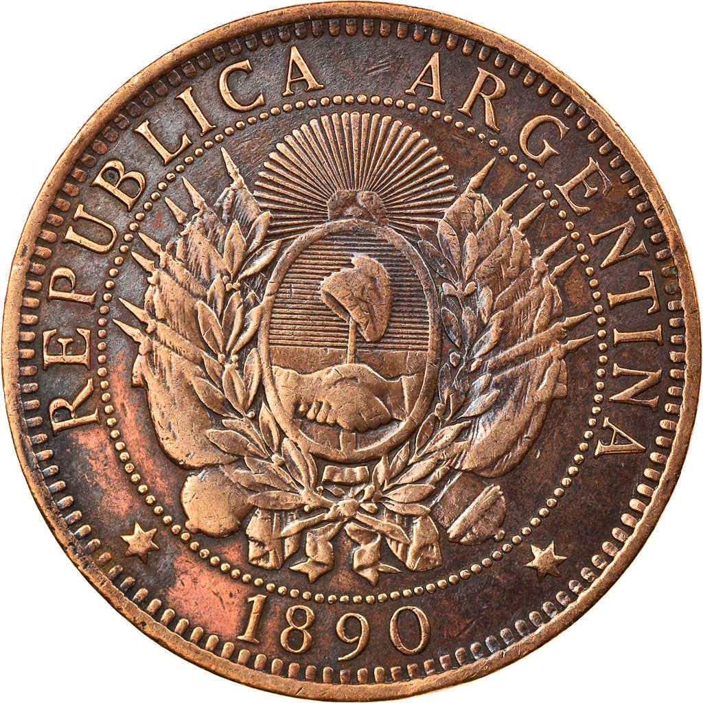 Moneda, Argentina, 2 Centavos, 1890, MBC, Bronce, KM:33