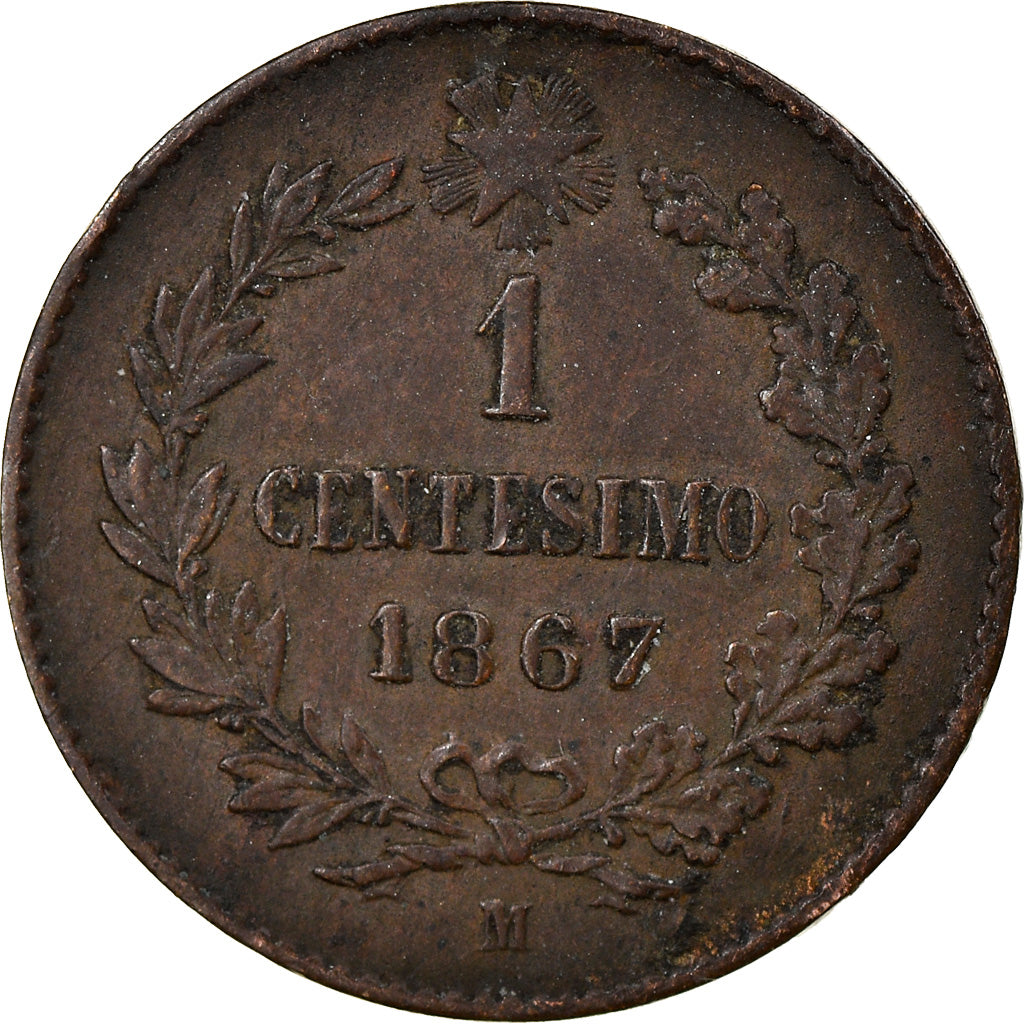 Coin, Italy, Vittorio Emanuele II, Centesimo, 1867, Milan, EF(40-45), Copper