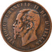 Coin, Italy, Vittorio Emanuele II, 10 Centesimi, 1863, Milan, VF(30-35), Copper