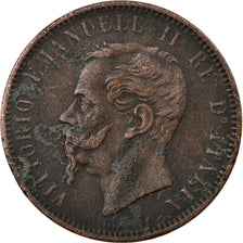 Moneda, Italia, Vittorio Emanuele II, 10 Centesimi, 1866, Torino, BC+, Cobre