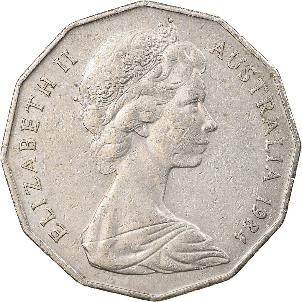 Moeda, Austrália, Elizabeth II, 50 Cents, 1984, EF(40-45), Cobre-níquel, KM:68