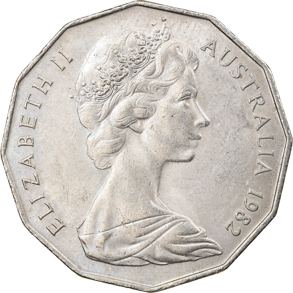 Moneda, Australia, Elizabeth II, 50 Cents, 1982, MBC, Cobre - níquel, KM:74
