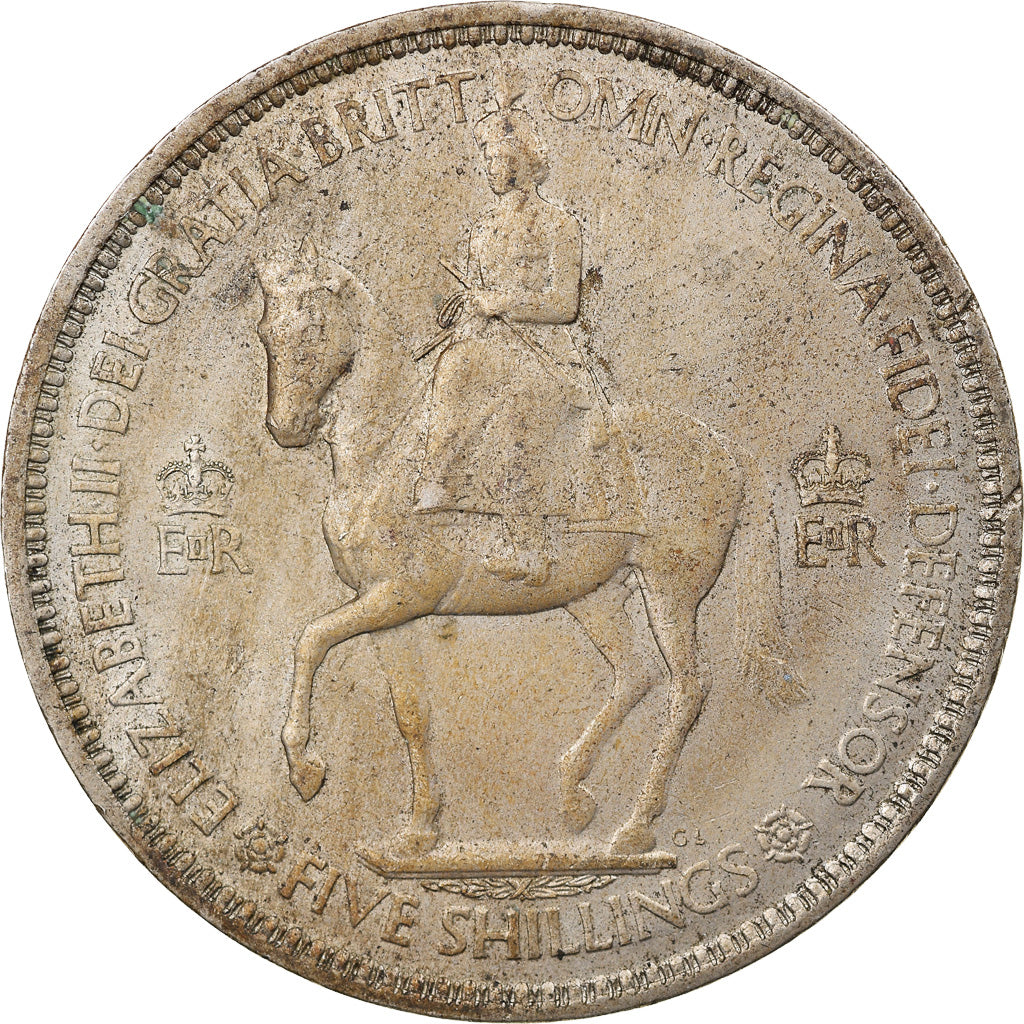 Monnaie, Grande-Bretagne, Elizabeth II, Crown, 1953, TB+, Copper-nickel, KM:894